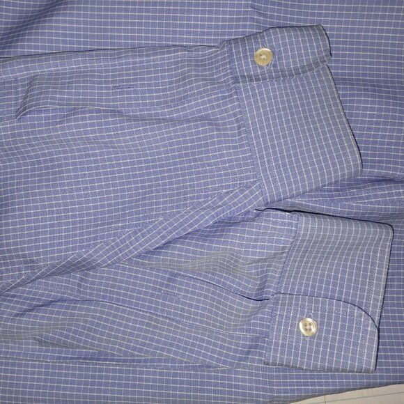 JOS A BANKS MENS BUTTON DOWN, TAYLORED FIT, BLUE AND WHITE CHECKED, SIZE 16 1\2 - Picture 5 of 5
